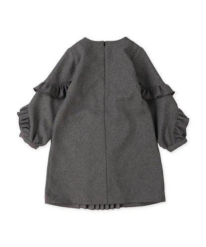 Melange Twill Front-pleated Dress