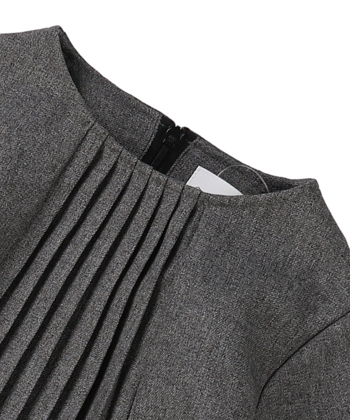 Melange Twill Front-pleated Dress