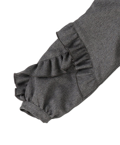 Melange Twill Front-pleated Dress