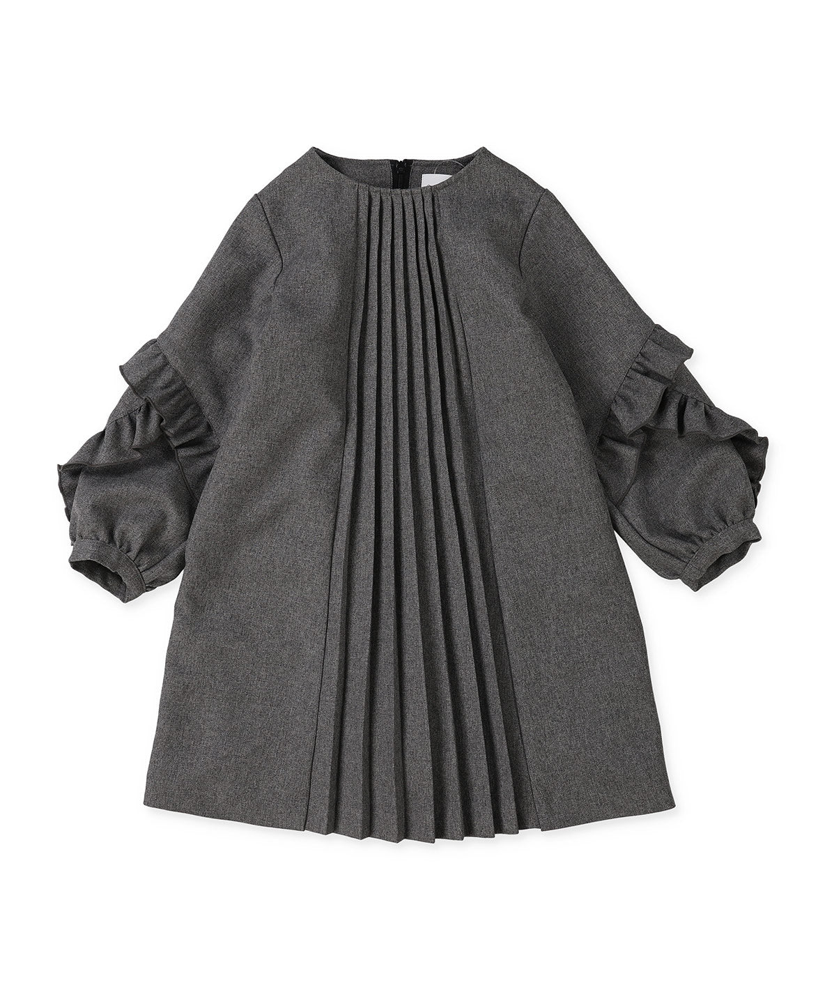 Melange Twill Front-pleated Dress