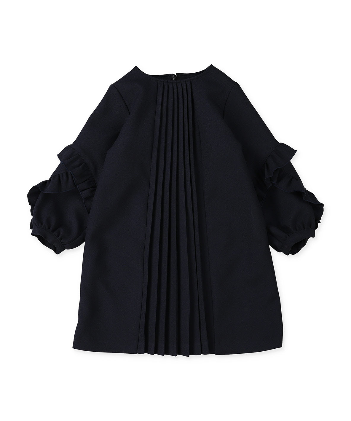 Melange Twill Front-pleated Dress