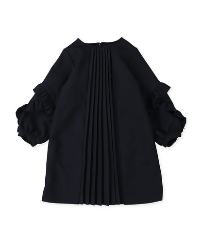 Melange Twill Front-pleated Dress