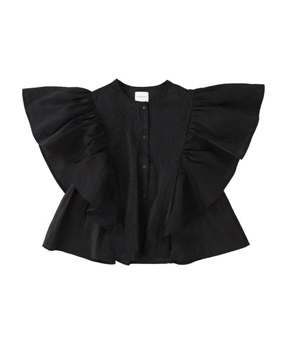 Ripstopped Sheer Taffeta Butterfly Sleeve Blouse