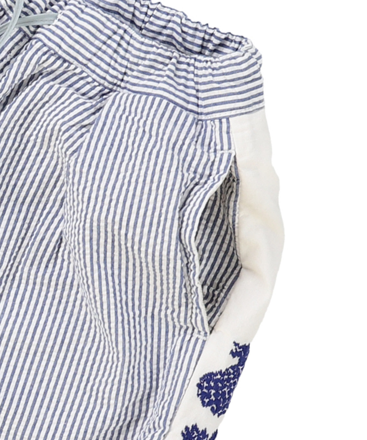 American Cotton Seersucker Line Embroidered Pants