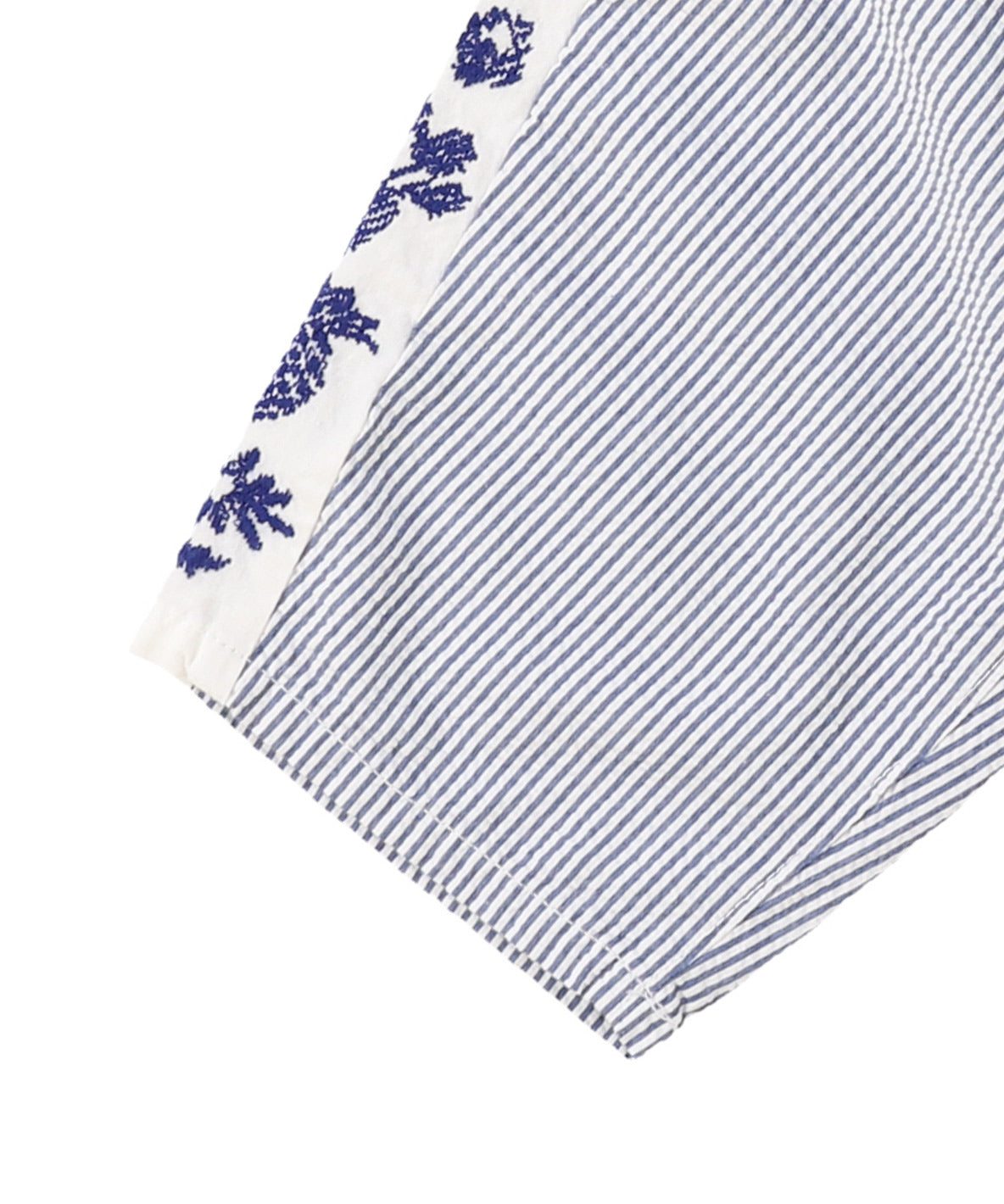 American Cotton Seersucker Line Embroidered Pants