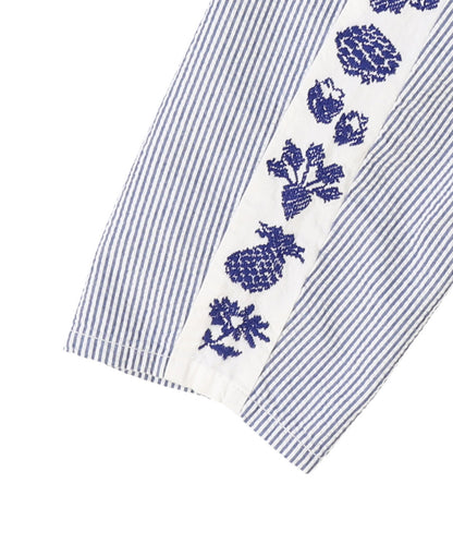 American Cotton Seersucker Line Embroidered Pants