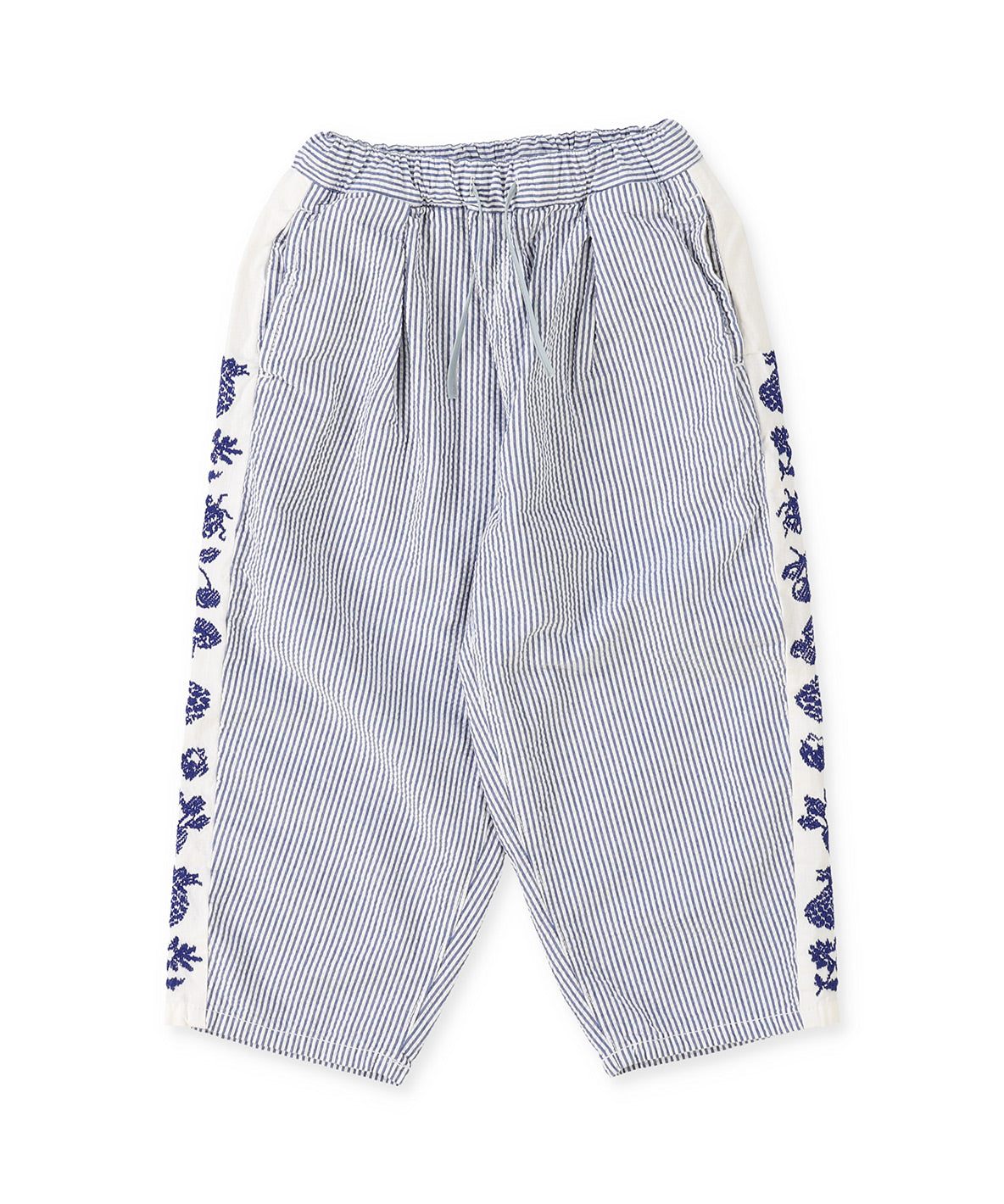 American Cotton Seersucker Line Embroidered Pants