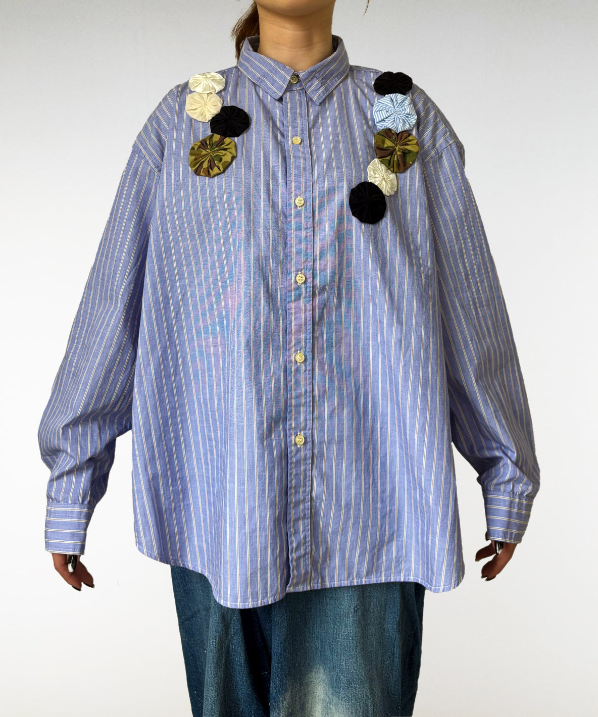 London Striped Yo-yo Quilt Shirt