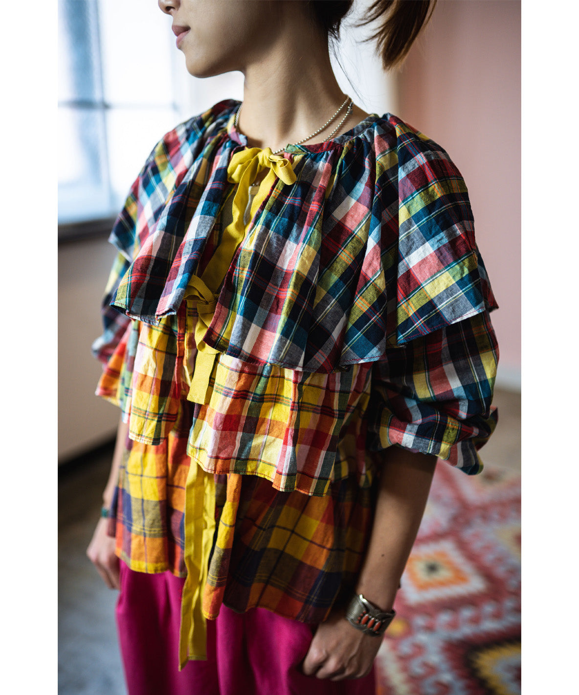 Madras Checked Frill Shirt