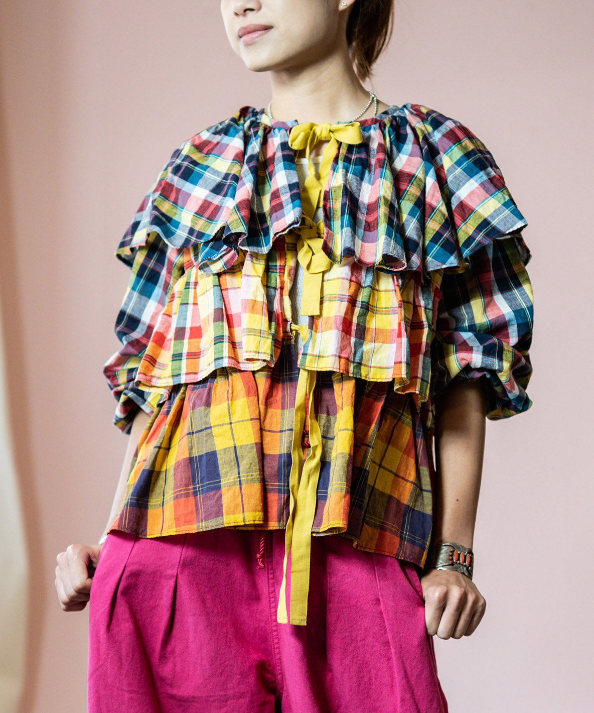 Madras Checked Frill Shirt