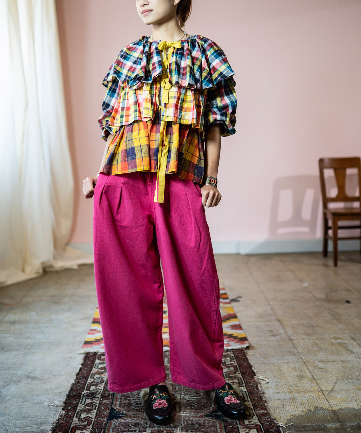 Madras Checked Frill Shirt