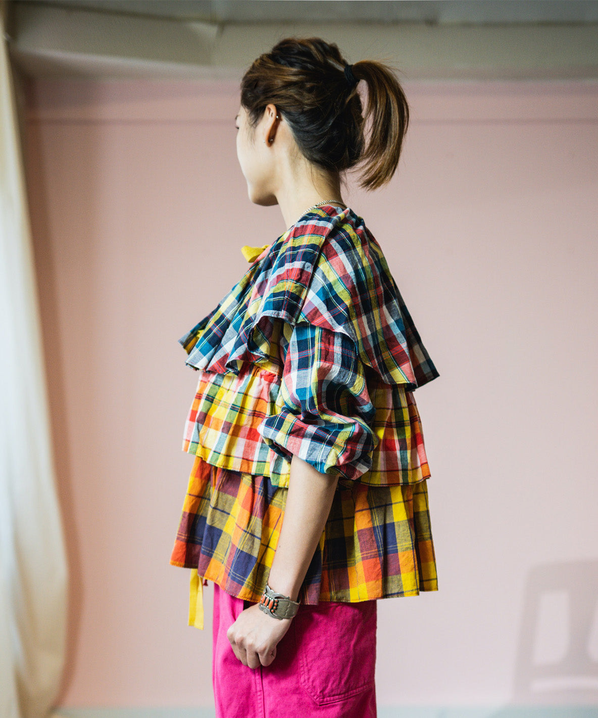 Madras Checked Frill Shirt