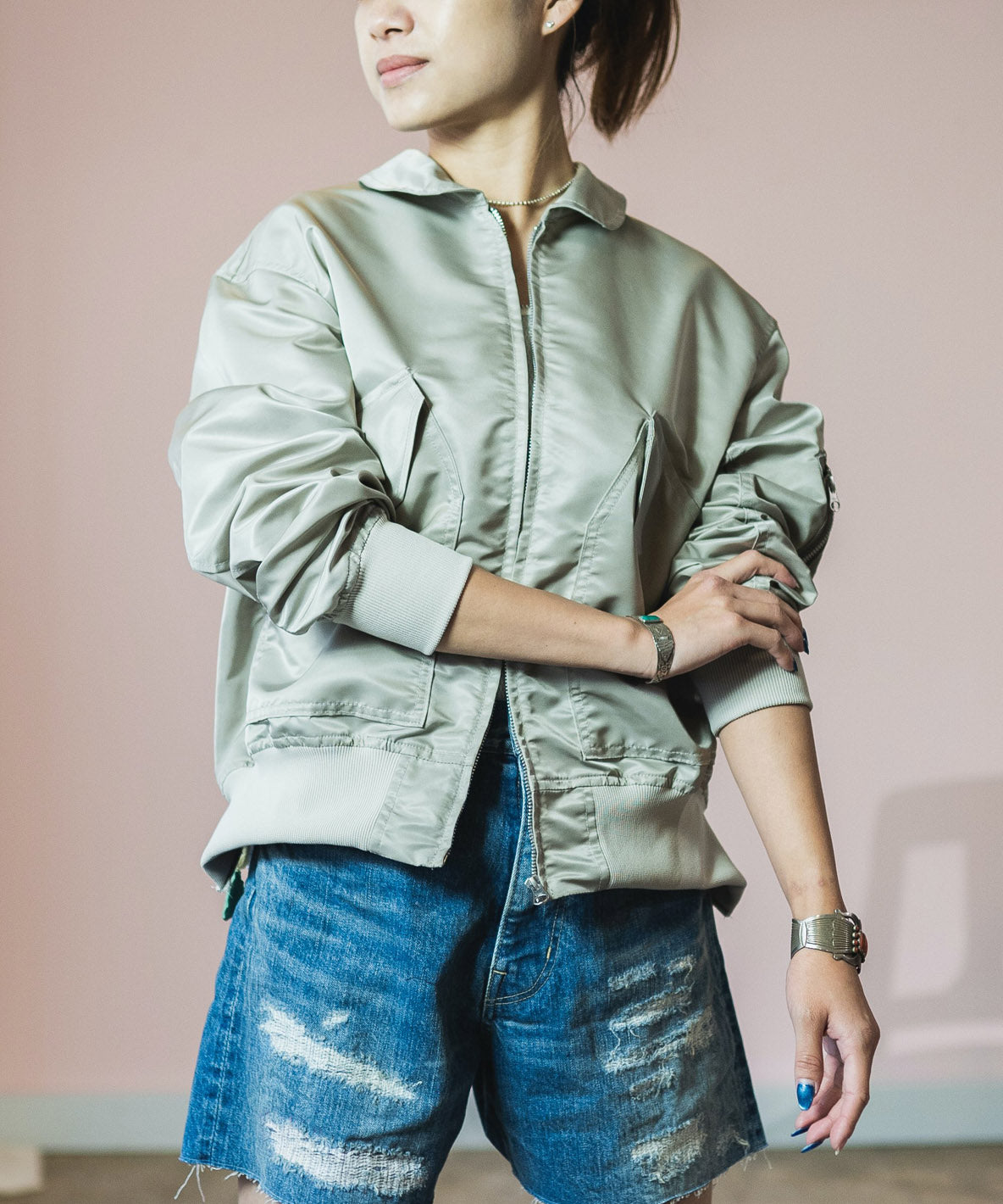 Nylon and Twill Docking Flight Jacket