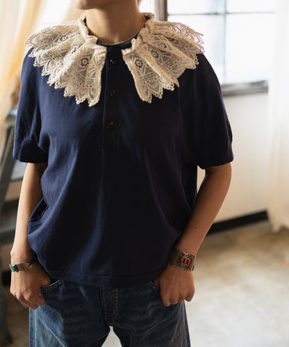 Henry Neck with Lace Collar Pullover