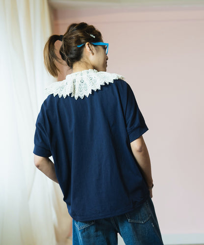 Henry Neck with Lace Collar Pullover
