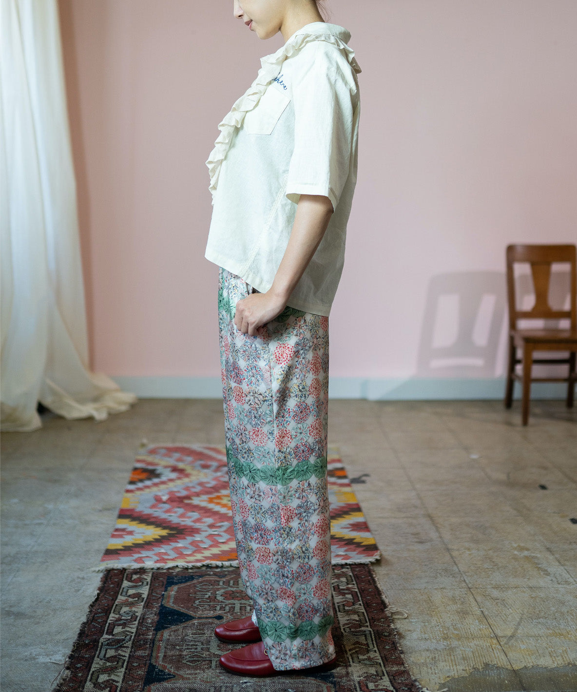 Antique Yo-yo Print Pants