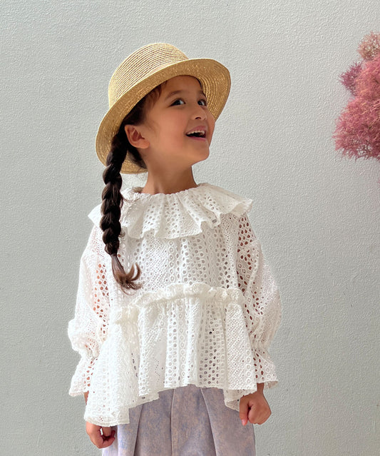 Cutwork Lacy Smocked Blouse
