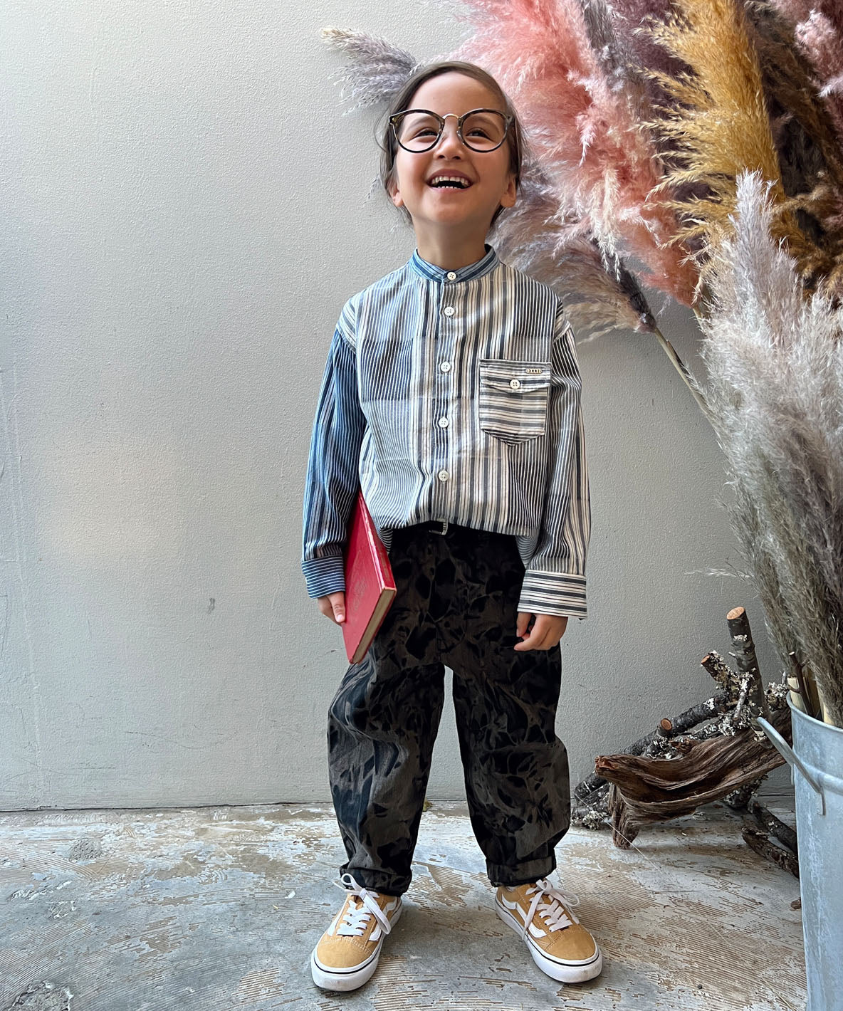 Dice-weave Striped Shirt