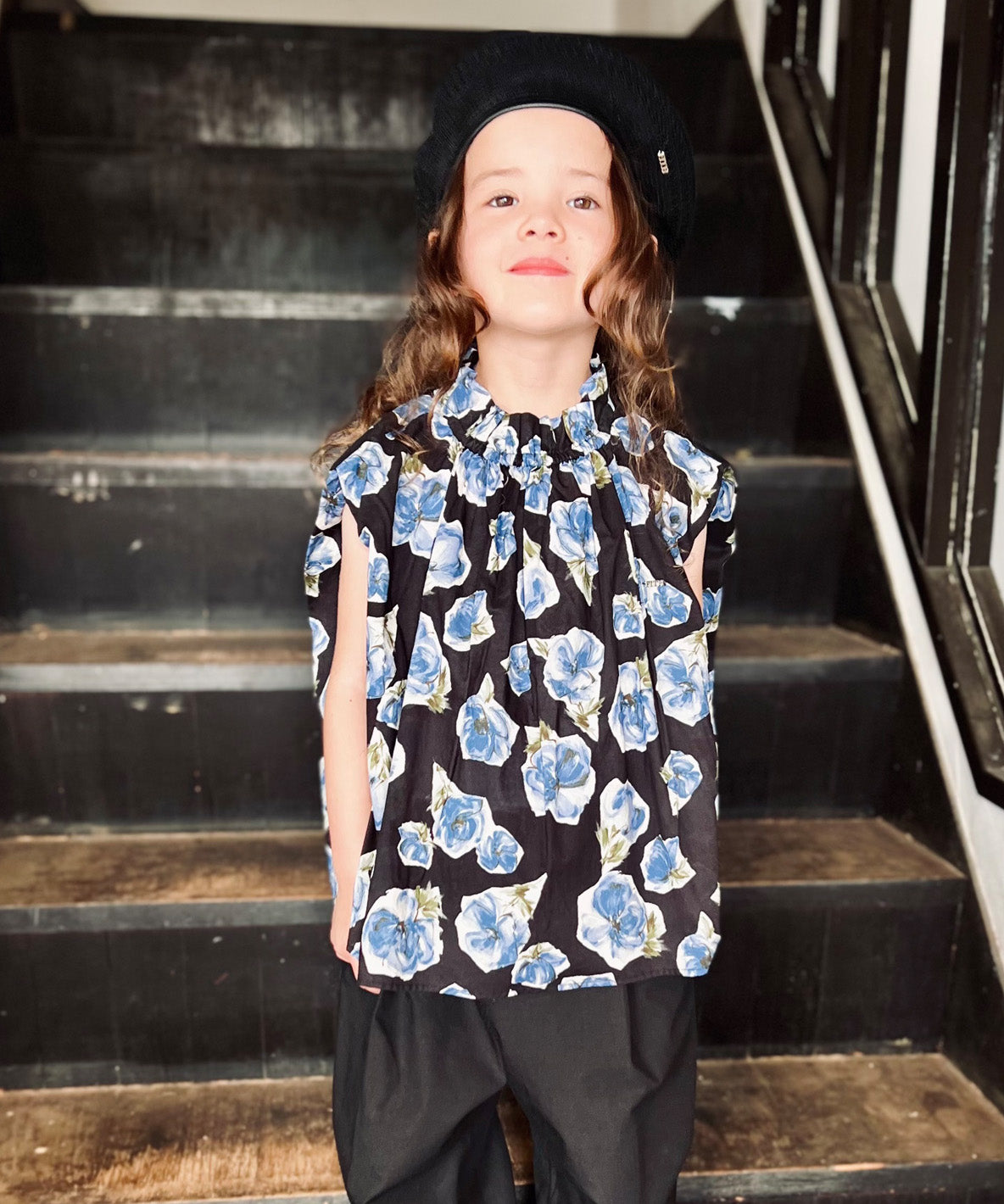 Flower Print Gathered Pullover