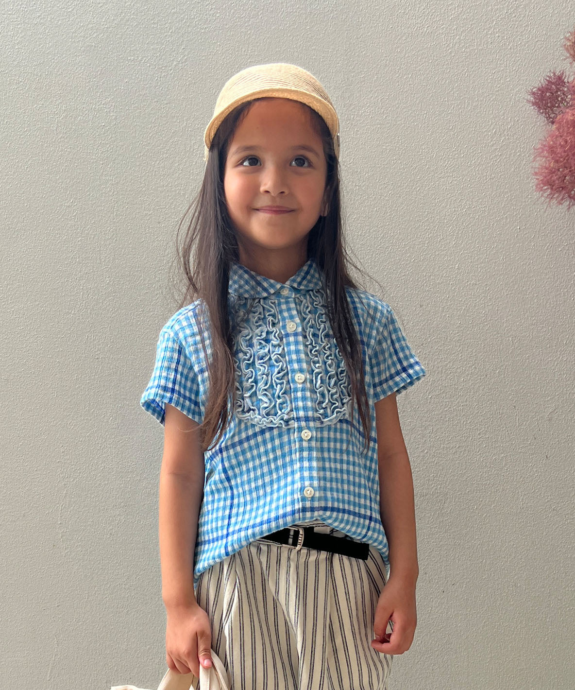 Frill Gingham Plaid Shirt