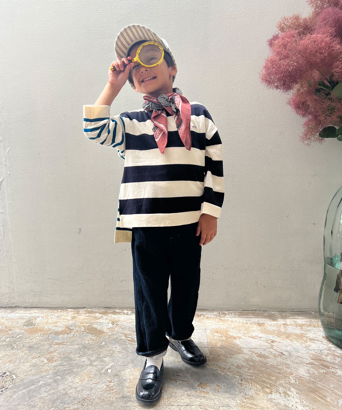 Cotton Knit Striped Long Sleeve Tee