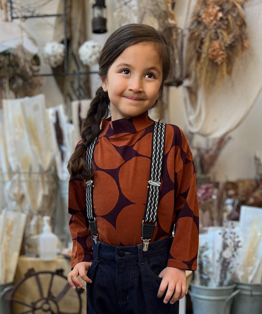 Dot Print Mockneck Long Sleeve Tee