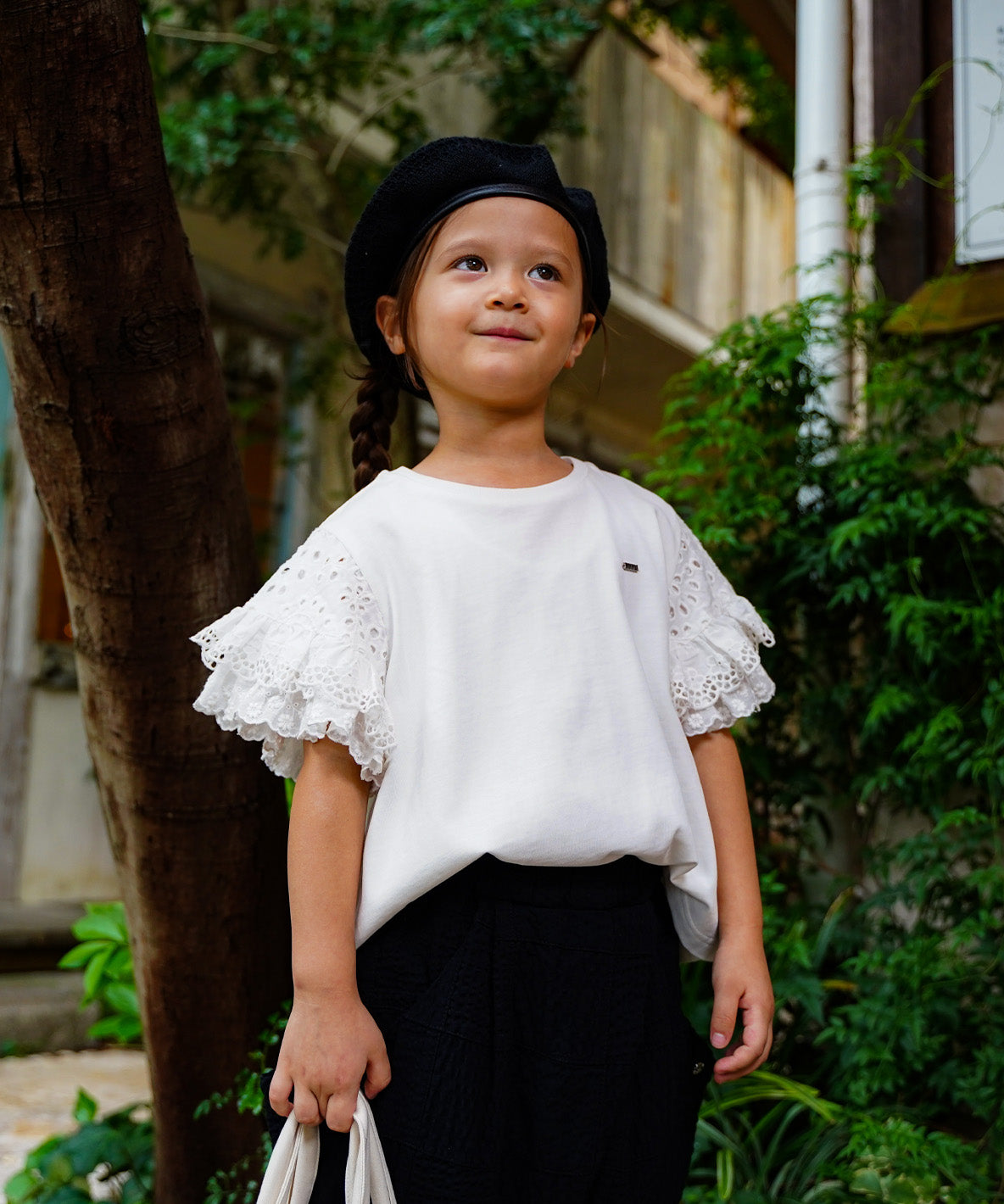 Smooth Cotton Jersey and Frill Sleeve Tee