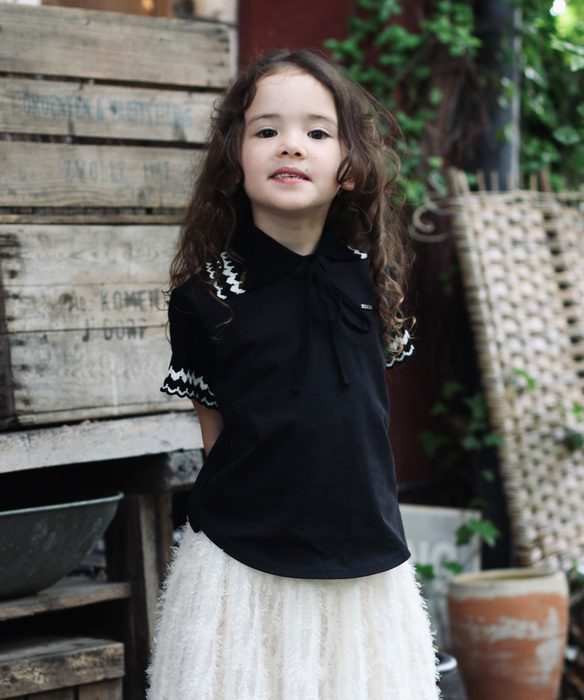 Smooth Cotton Jersey and Knit Collar Tee