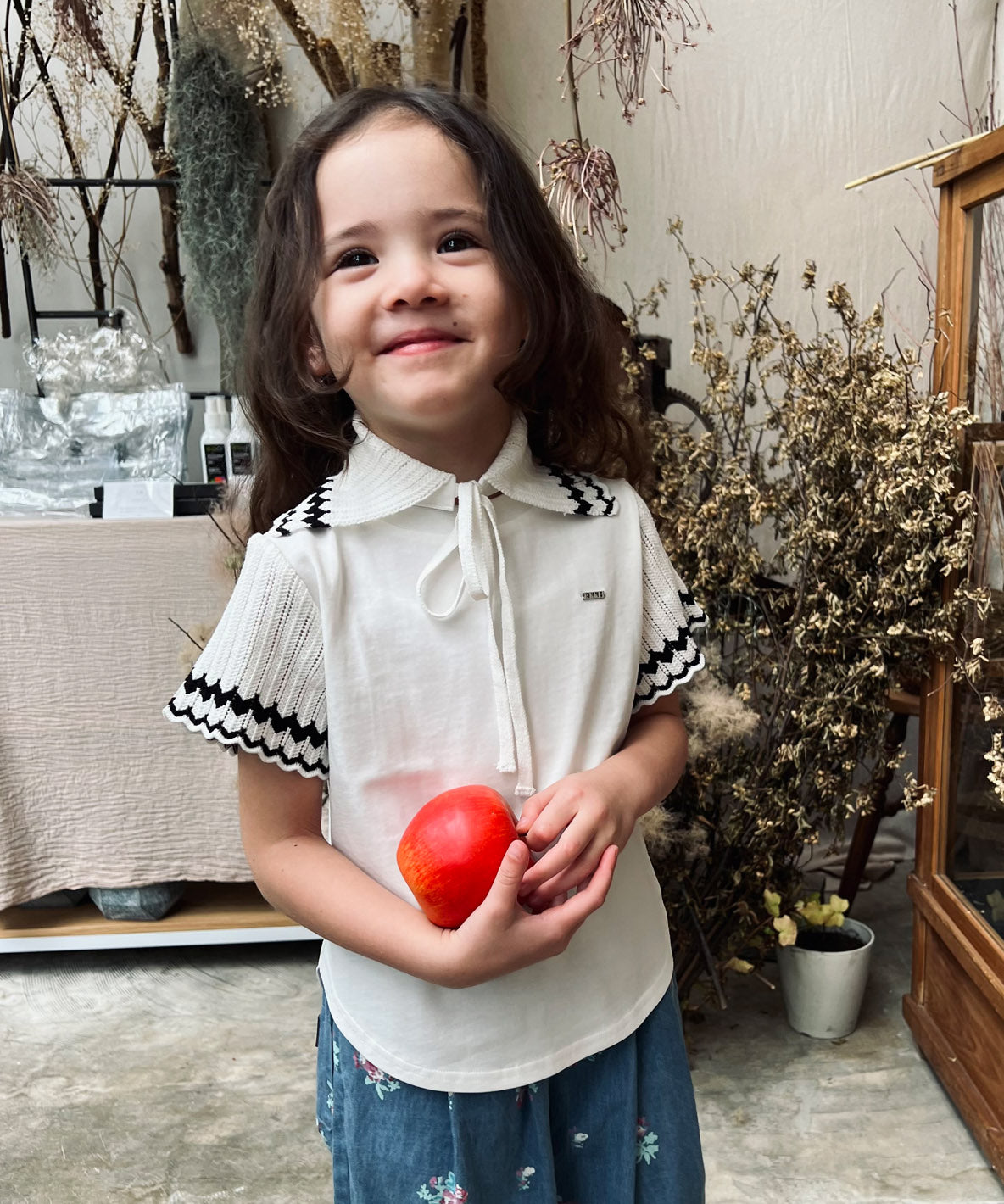 Smooth Cotton Jersey and Knit Collar Tee