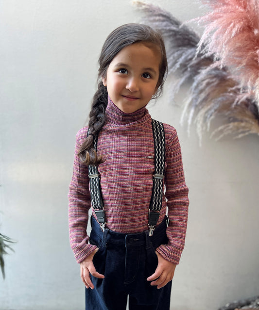 Random Multi Striped Highneck Long Sleeve Tee