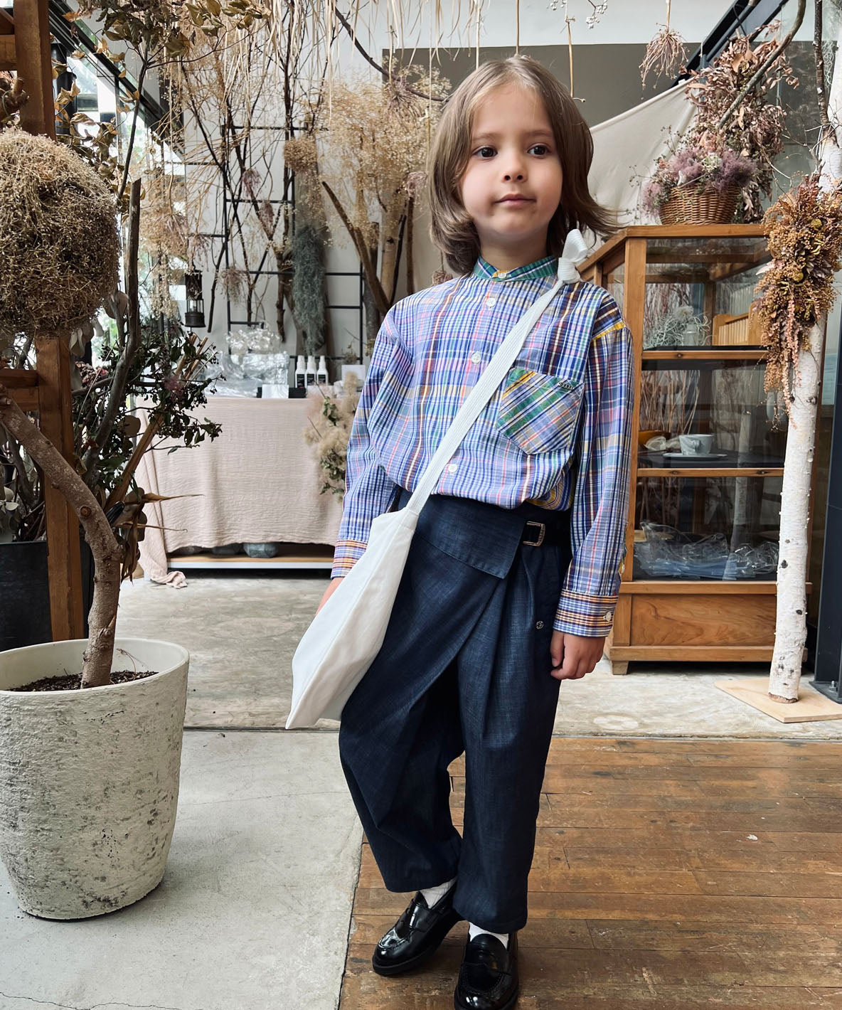 W Slab Chambray Tuck Pants