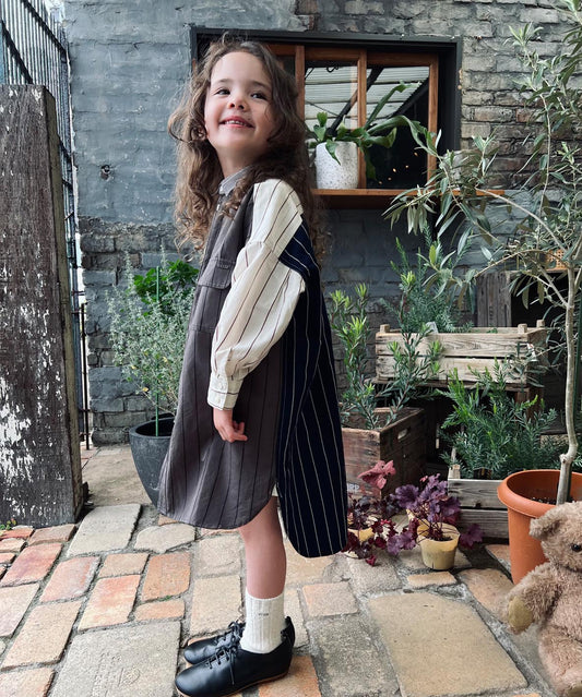 Cotton Linen Weather Striped Shirt Dress