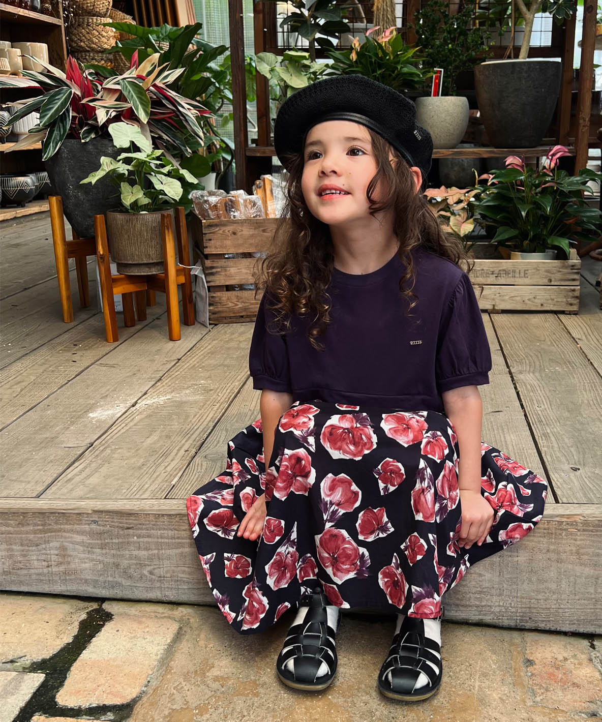 Soft Cotton Jersey × Floral Print Long Dress