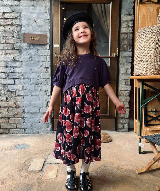 Soft Cotton Jersey × Floral Print Long Dress