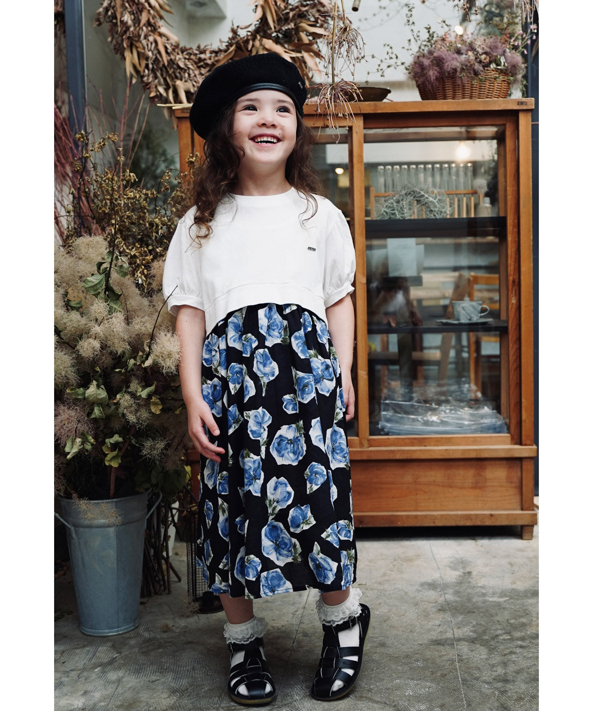 Soft Cotton Jersey × Floral Print Long Dress