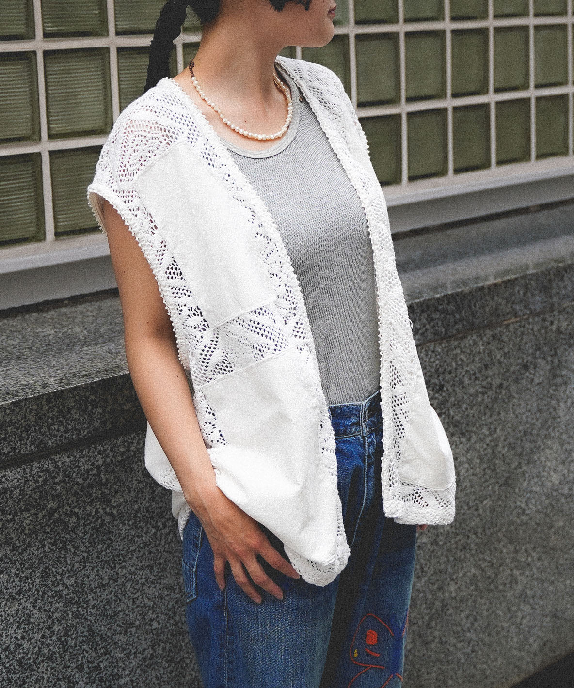 Knit Lace Embroidery Pullover