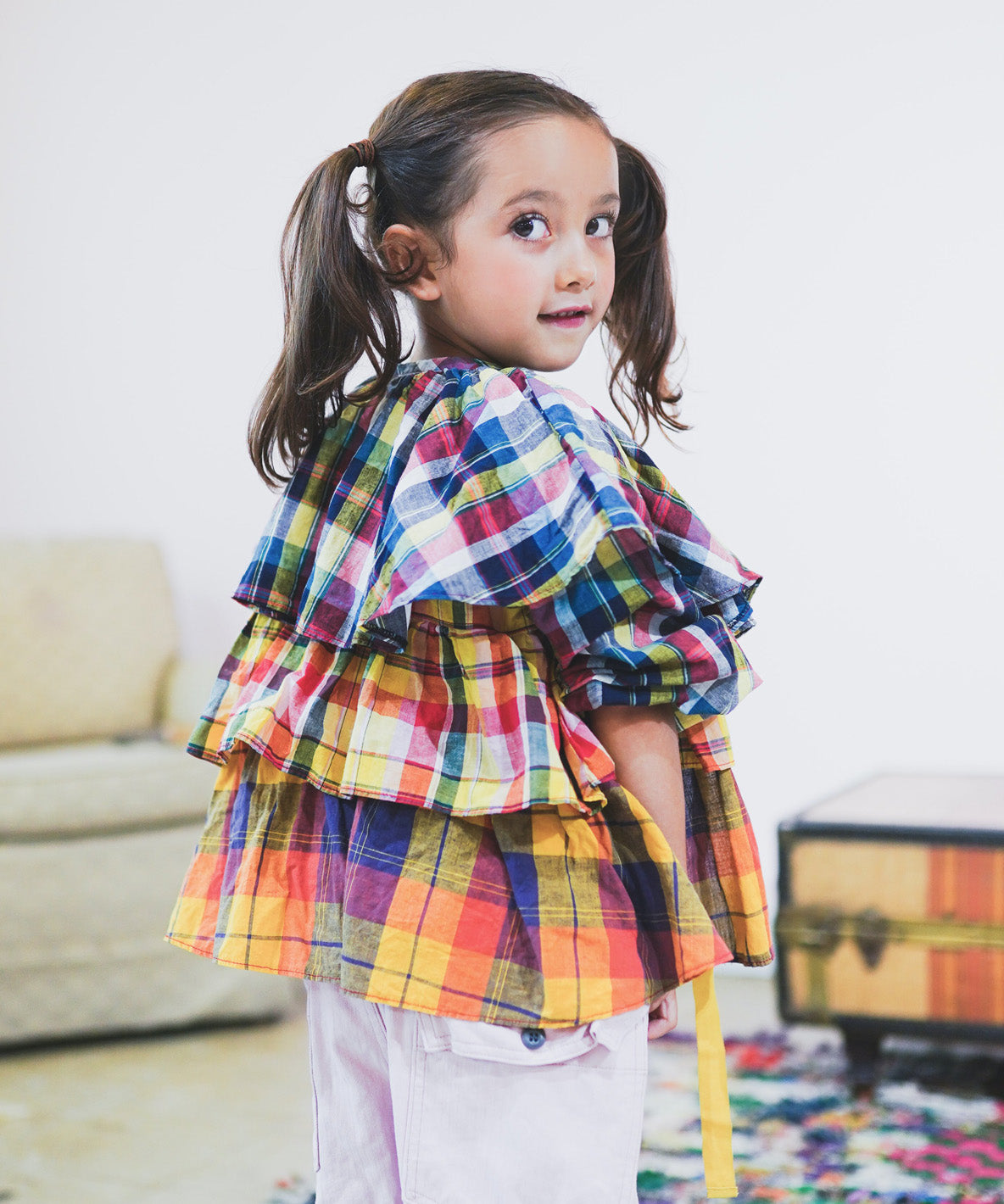 Madras Checked Frill Shirt