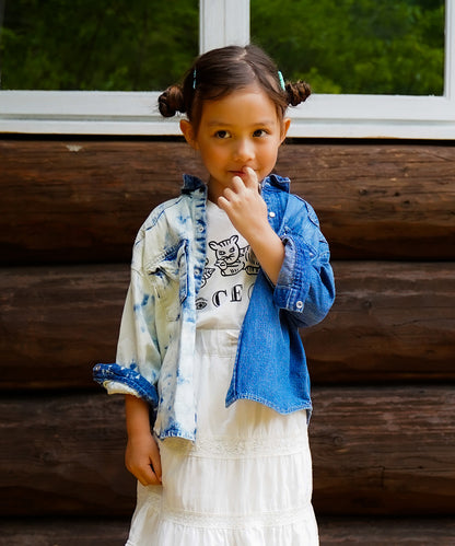 Tulle Collar and Work Denim Shirt Jacket