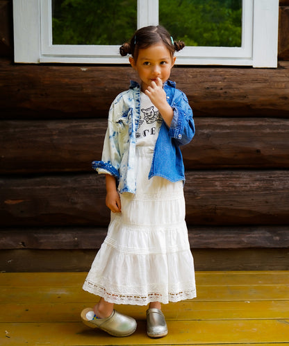 Tulle Collar and Work Denim Shirt Jacket