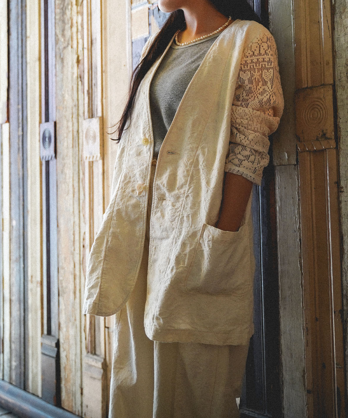 Gobelin Pattern Chambray Jacket