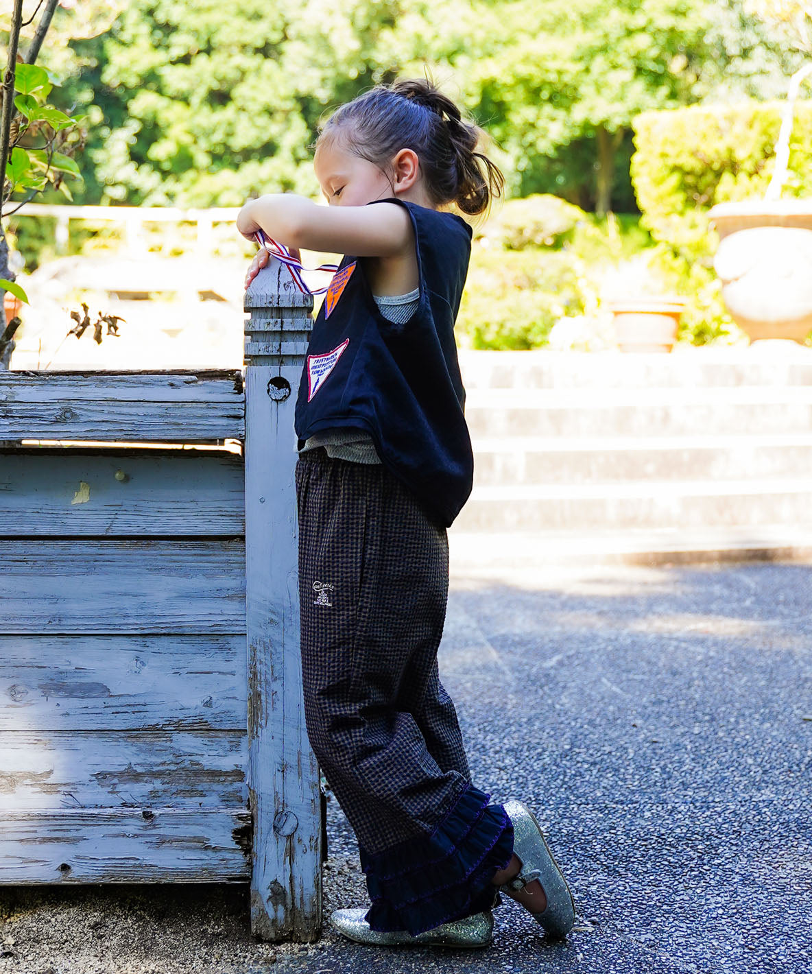 Waffle Gingham Plaid Ruffled Pants