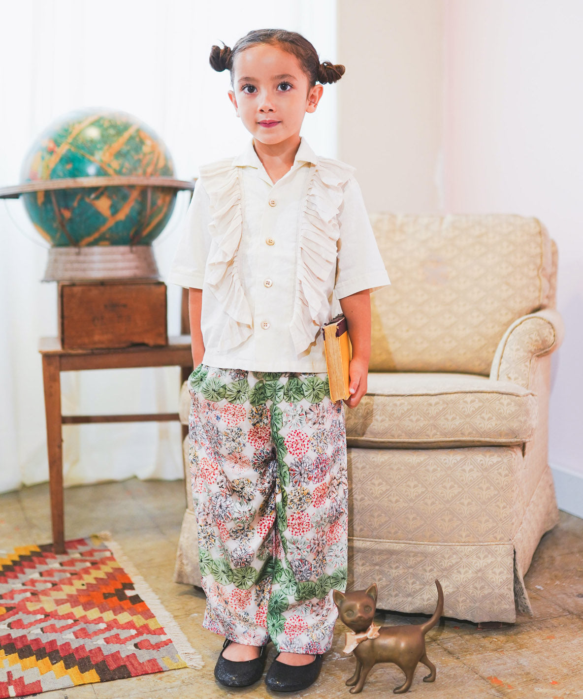 Antique Yo-yo Print Pants