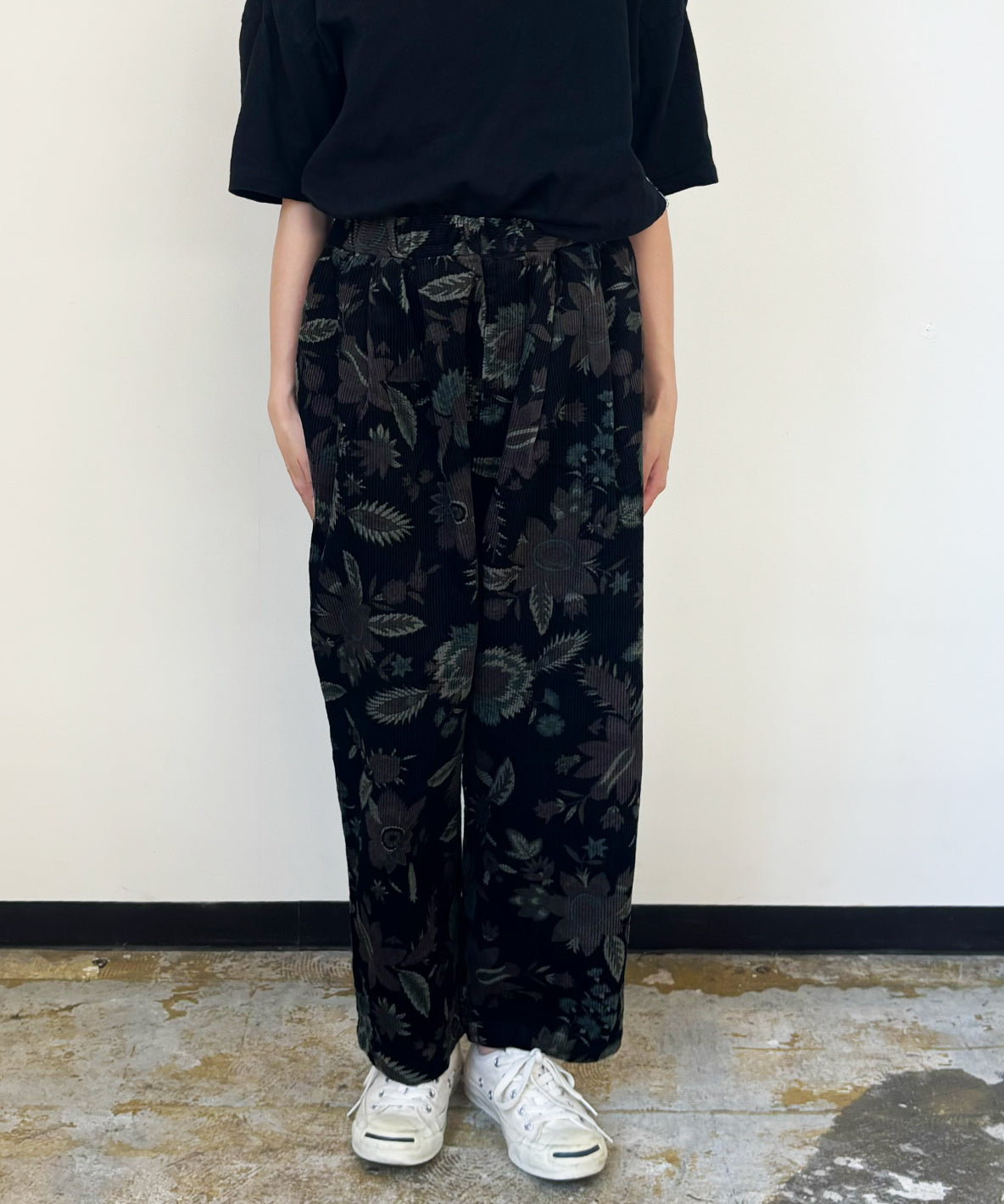 Botanical Print Corduroy Pants