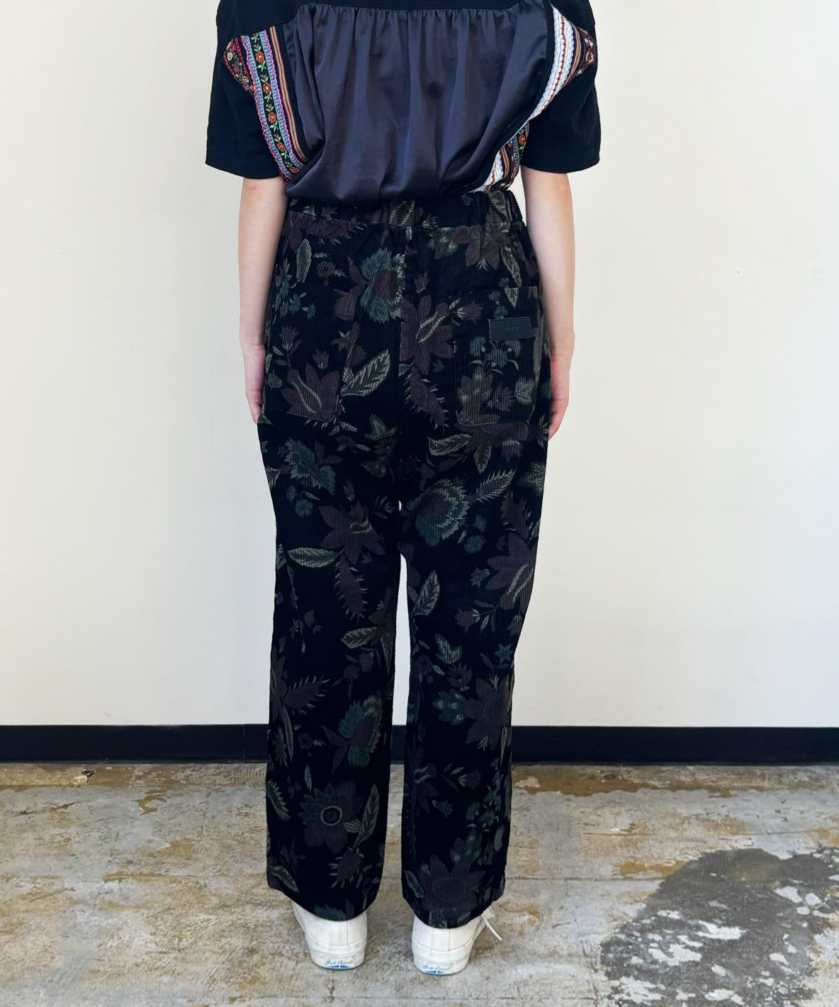 Botanical Print Corduroy Pants