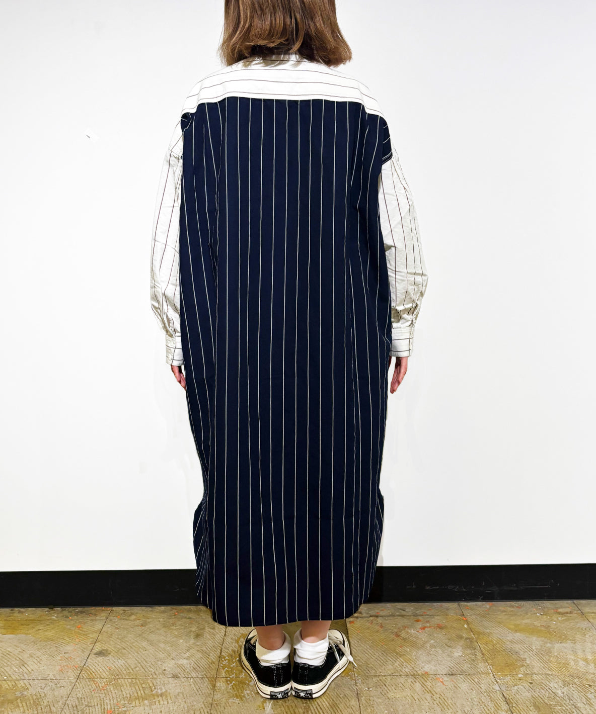 Cotton Linen Weather Striped Shirt Dress