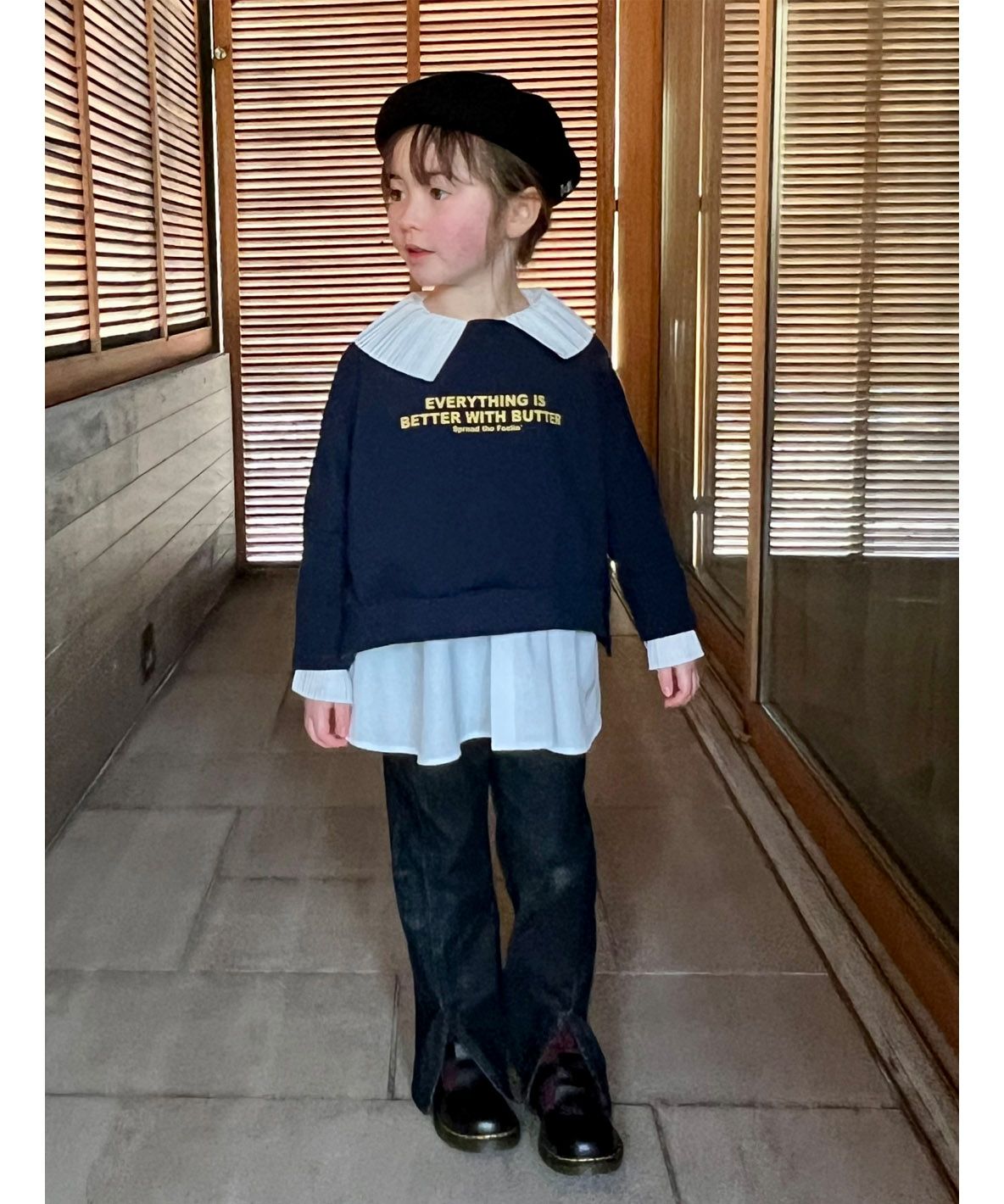 Stretch Denim Slit Pants