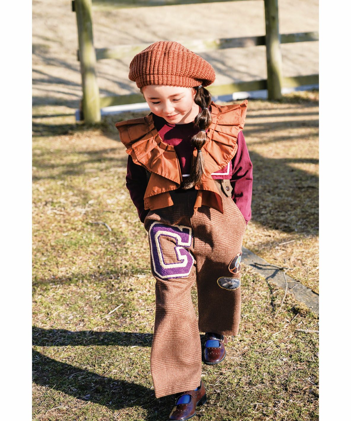 Tweed Glencheck  Suspenders Pants