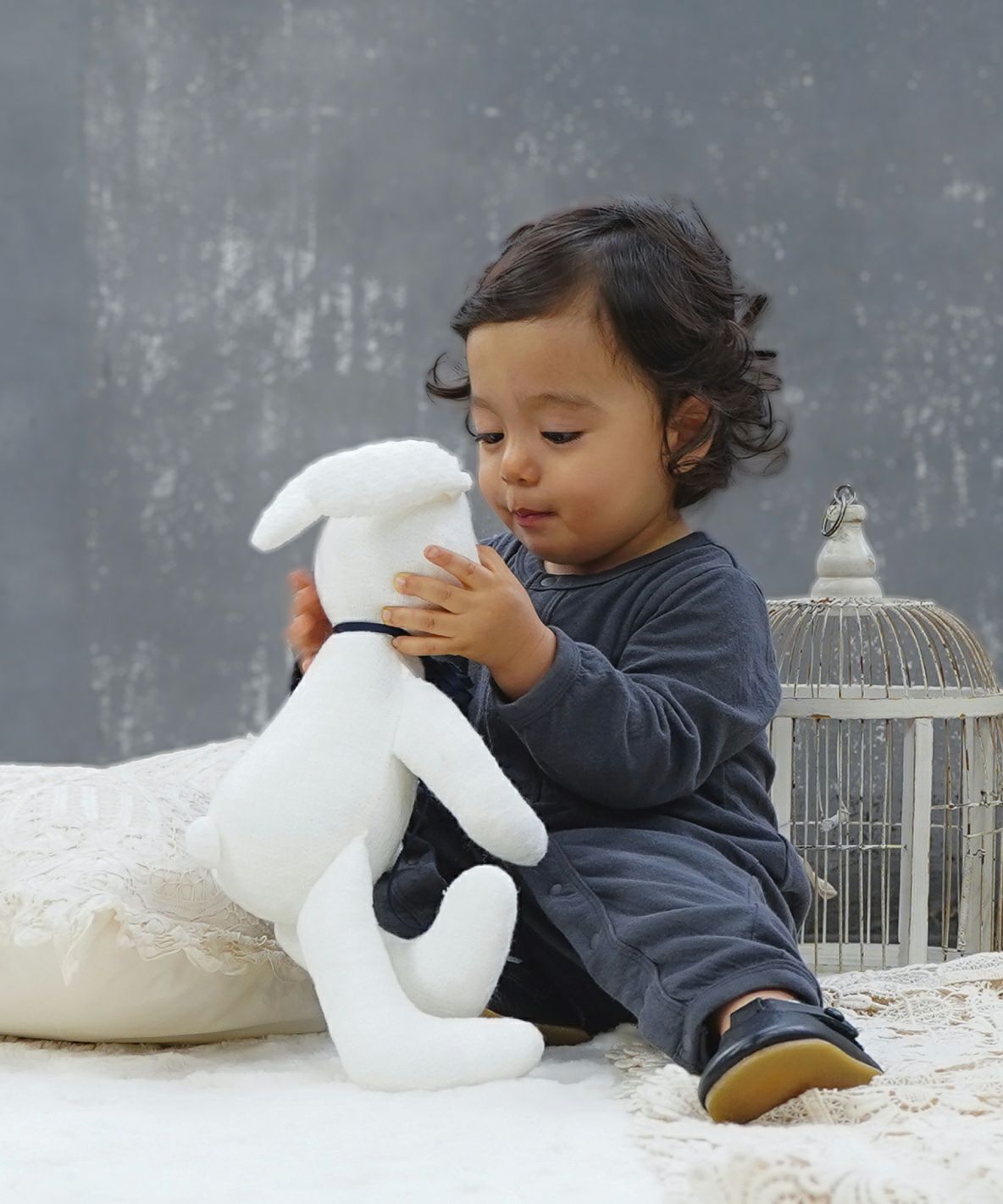 Baby Feather Knit and Double Gauze Rompers