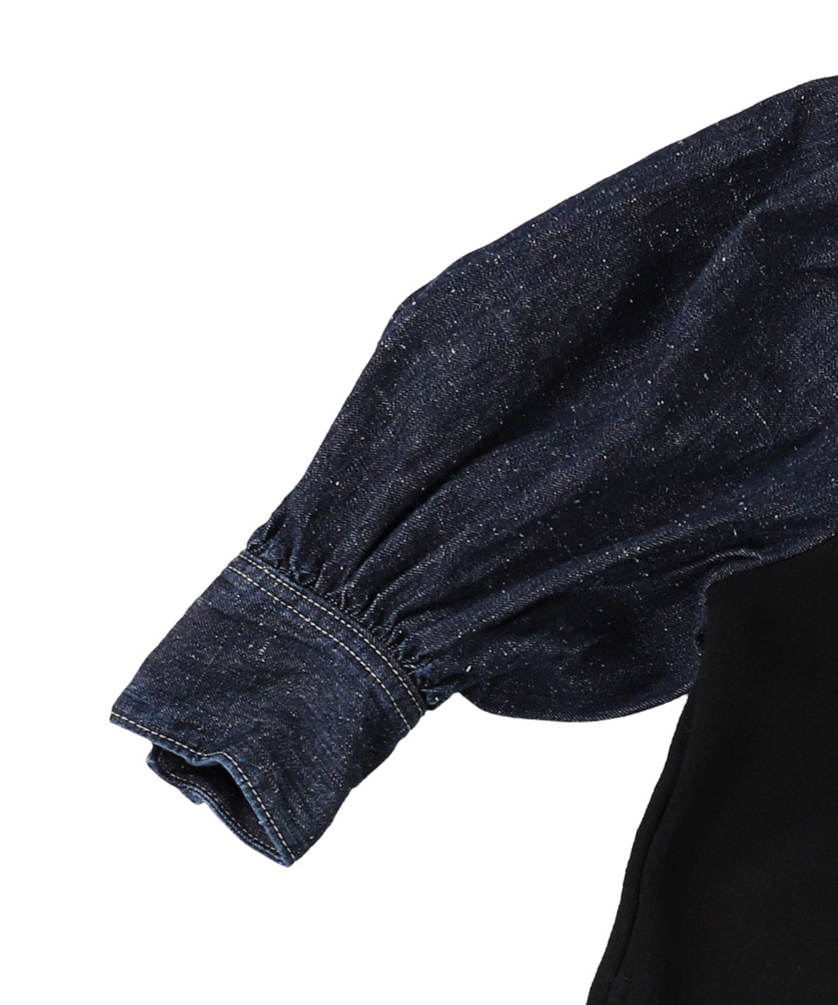 Vintage Fleece Denim Balloon-sleeve Sweat Dress