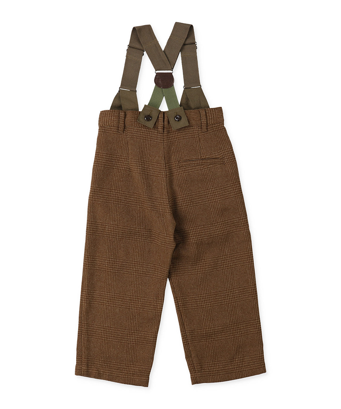 Tweed Glencheck  Suspenders Pants